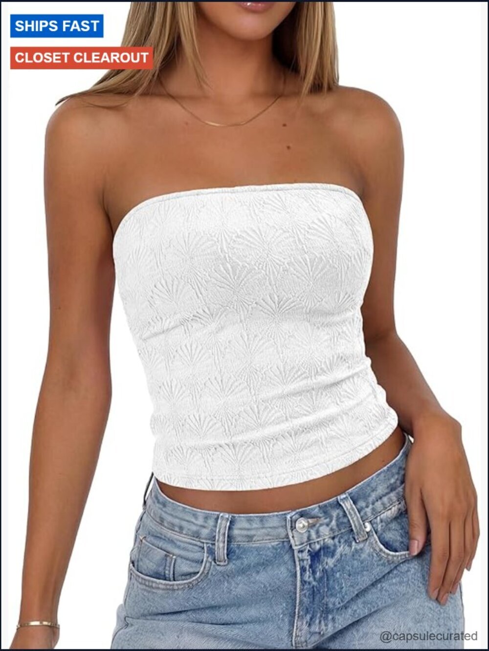 Women's Strapless Tube Top Floral Embroidery Crop Summer Going Out Y2K